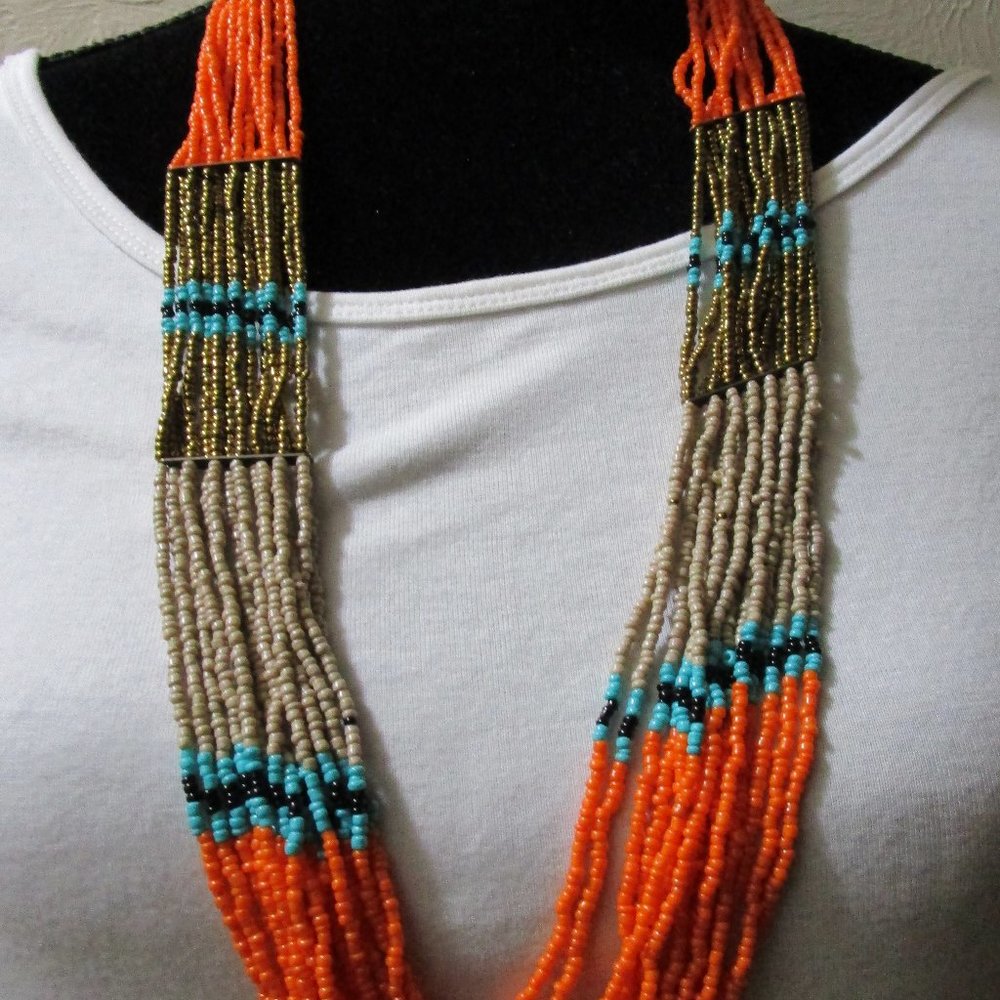 Natural stone beaded  multi-coloured beaded necklace